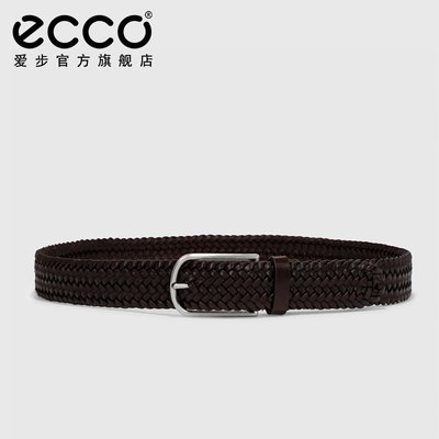 ECCO愛步時尚休閑男士皮帶 時尚金屬扣編織紋理腰帶 9105888