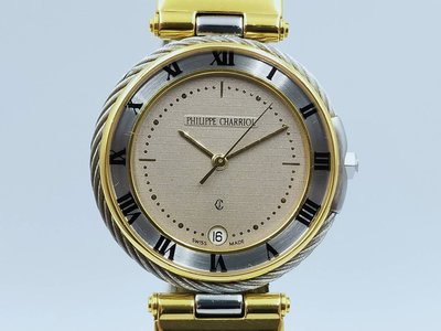 【發條盒子H3590】CHARRIOL 夏利豪 金面鍍金 不銹鋼鋼索 石英中型錶款 經典首選
