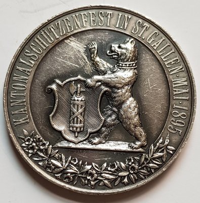 瑞士銀章 1895 Swiss St, Gallen Shooting Silver Medal.