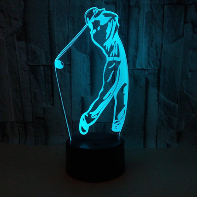 外貿新款打高爾夫3D小夜燈 七彩觸控USB 3D LED視覺燈 禮品臺燈