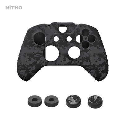 西米の店【NiTHO】耐托 Xbox One S/X 迷彩手把套組/含防滑類比搖桿套/搖桿海綿圈 (搖桿帽 橡膠
