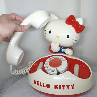 絕版收藏古物1976年Hello Kitty轉盤電話 高約26cm歷史年代久遠舊黃高標勿入