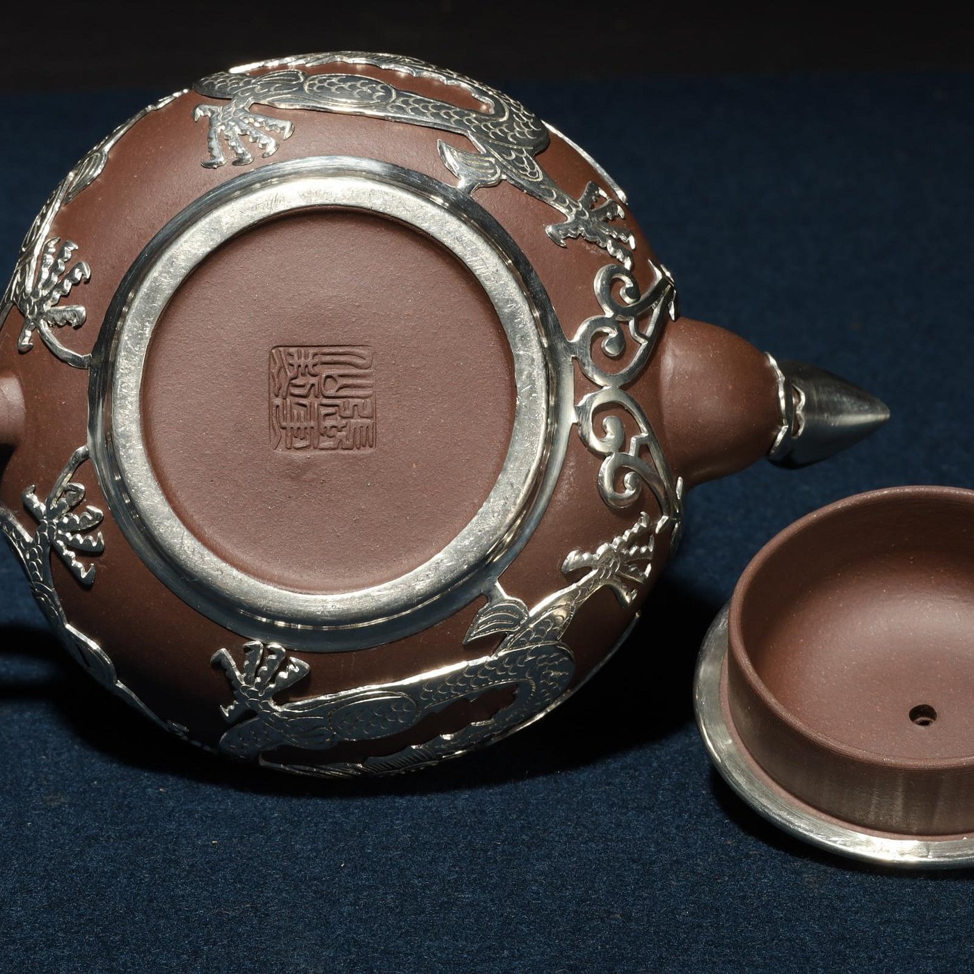 4/18結標名家張雲仙早期紫砂包錫茶具一套B040432–茶道具日本茶道品茶 