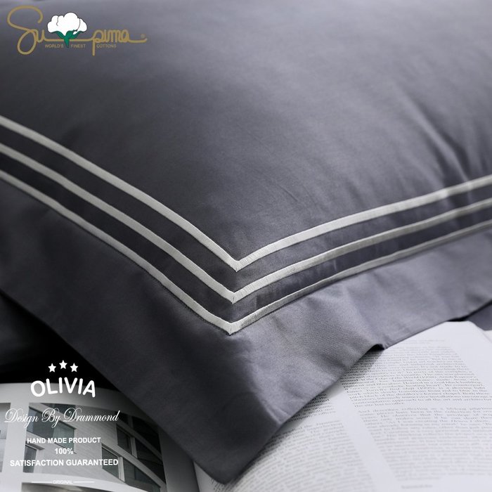 【OLIVIA 】DR3003 西雅圖 深灰  雙人床包薄被套四件組  300織匹馬棉系列