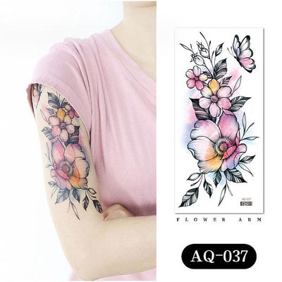【萌古屋】蝴蝶與花朵 - 男女防水紋身貼紙刺青貼紙AQ-037 K19