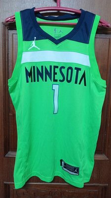 NBA明尼蘇達灰狼隊Anthony Edwards城市版球衣螢光綠色48L號