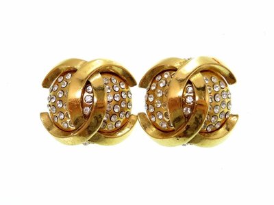 Chanel 金色鑽石耳環，Chanel 1990年香奈兒鑽石耳環