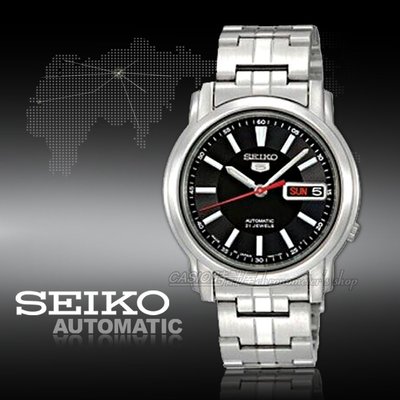 CASIO時計屋 SEIKO 精工手錶 SNKL83J1 日製5號機械男錶 不鏽鋼錶帶 黑 防水 日期/星期顯示 全新品