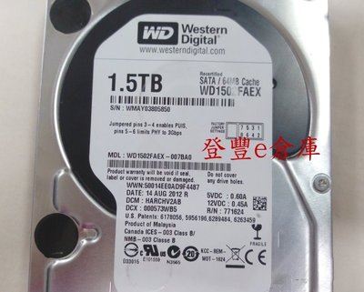 【登豐e倉庫】 YF485 黑標 WD1502FAEX-007BA0 1.5TB SATA3 硬碟