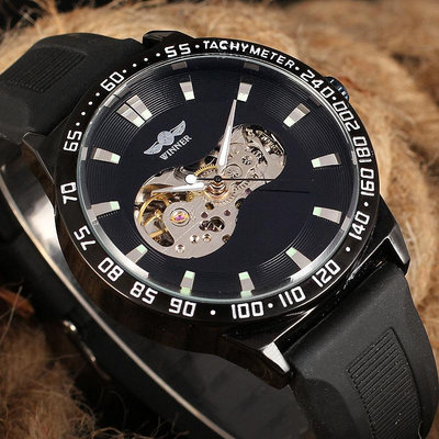 現貨男士手錶腕錶WINNER 時尚休閑男式手錶鏤空機械腕錶 全自動機械手錶