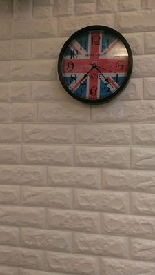 復古 仿舊 斑駁 英國國旗鐘 10寸靜音掛鐘 歐式創意客廳 臥室鐘 圓形簡約 現代時鐘 針芯如機械表走動 質感非常好