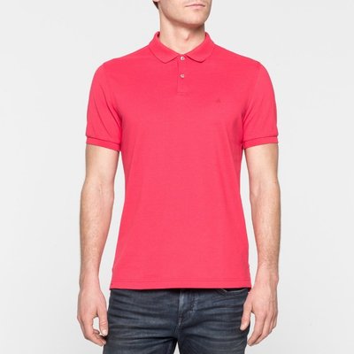 美國百分百【全新真品】Calvin Klein CK 短袖 POLO衫 Logo 素面 網眼 珊瑚紅 XS號 A942