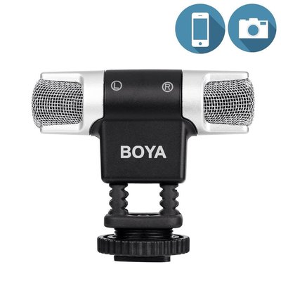 歐密碼 BOYA BY-MM3  迷你立體聲麥克風 手機/相機通用 立體聲效果 相容3.5mm插孔 無需電池