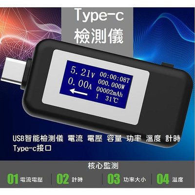 【2019新版】TYPE-C USB電流電壓檢測儀 電池容量測試儀 支持QC3.0 快充4-30V行動電源 可測容量【晴沐居家日用】