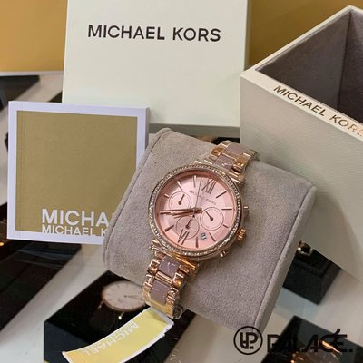 [Palace潮流小舖] 實體店面🔰Michael Kors MK 玫瑰金 粉色 鑽框 羅馬 三眼計時 手錶 時尚錶