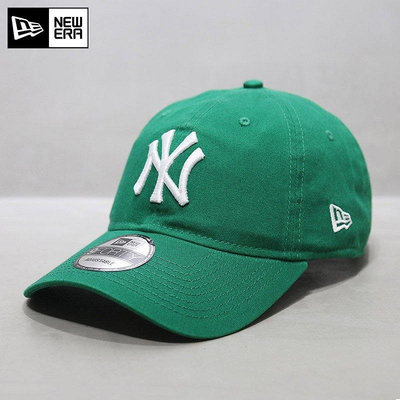 UU代購#NewEra帽子春夏天女紐亦華MLB棒球帽軟頂大標NY鴨舌帽綠色潮帽