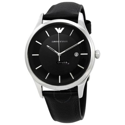 EMPORIO ARMANI 亞曼尼手錶 AR11020 Black Leather Strap計時腕錶 手錶 歐美