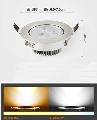 LED崁燈（崁入孔6.5-7.5cm)LED銀面崁燈LED廚櫃燈LED投射燈LED6.5cm崁燈LED7cm崁燈LED7.5cm崁燈
