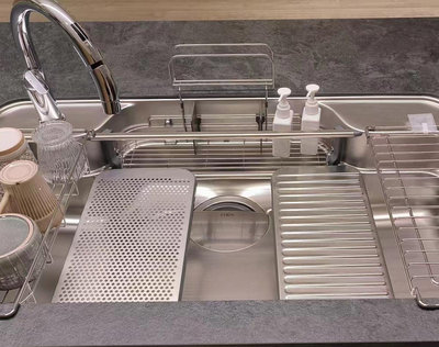 日本進口LIXIL驪住水槽W機能型3D壓花多功能304廚房不銹鋼水槽