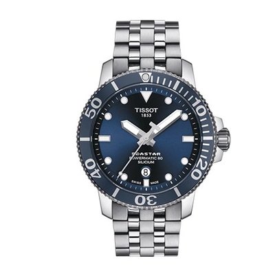 TISSOT天梭Seastar 機械錶 海星 藍面 機芯男生腕錶 手錶 T1204071104101