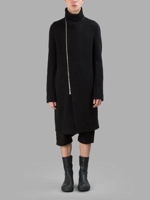 羅崴森林] 現貨6折RICK OWENS FW16 TUBEWAY COAT高立領斜拉鍊黑大衣