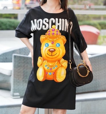 Moschino Teddy Bear T 可愛寶貝小熊 絲質洋裝 黑