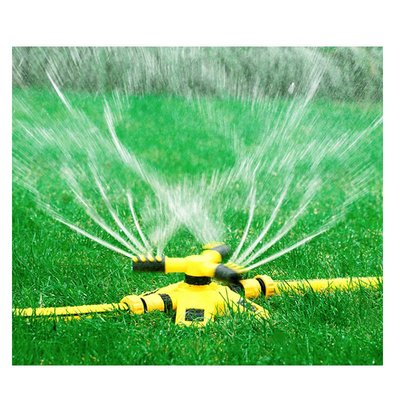 亞馬遜 金屬自動進水口旋轉花園澆水三臂噴頭 串聯三叉草坪灑水器