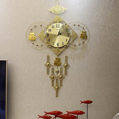 下殺 新中式中國結掛鐘客廳個性創意時尚家用時鐘大氣石英鐘錶現代簡約
