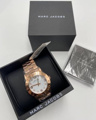 MARC by Marc Jacobs Amy 晶鑽刻度 白色錶盤 玫瑰金色不鏽鋼錶帶 石英 女士手錶 MBM3077