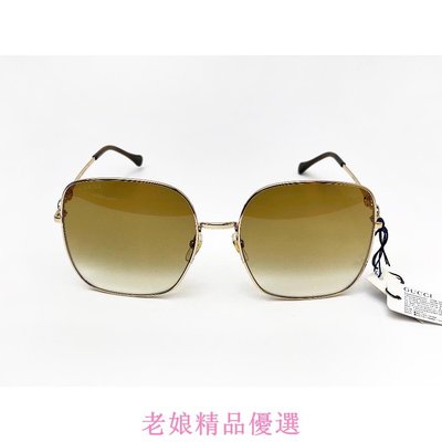 古馳 Gucci GG0879S 002 義大利製墨鏡 馬銜鍊系列 金框茶色漸層鏡片 太陽眼鏡