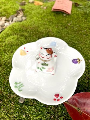 [宅米的窩] 日本貓舍道樂堂 招財貓貓 香立香皿組   福氣滿滿喜氣洋洋