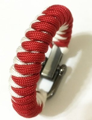 『Paracord mix』 金屬U型扣蛇結編織手環 傘繩手環 求生手環 白紅