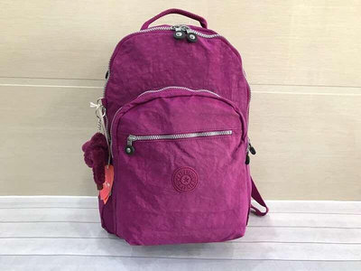 小Z代購#Kipling 猴子包 紫紅 電腦包 旅行 登山 多用拉鍊款輕量雙肩後背包 大款  防水