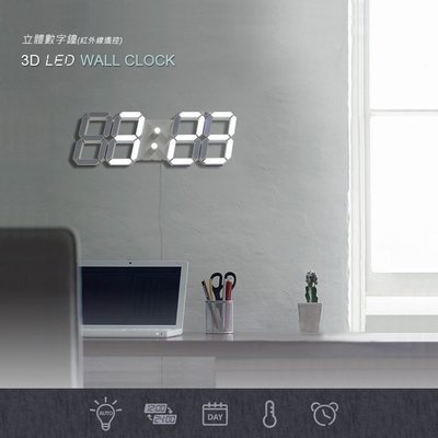 暢銷 3D LED立體數字鐘 (大款) 掛牆鐘 電子時鐘 牆面立體掛鐘 電子鬧鐘數字鐘  LED掛鐘 當你沉睡時