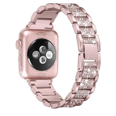 蘋果表帶 Apple Watch series 4 3 2 不銹鋼鑲鑽女款表帶 iwatch替換表帶 蘋果手表帶44MM