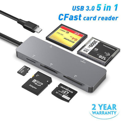 【熱賣精選】USB3.0讀卡器 多功能讀卡器 typec五合一讀卡器 CFastCFXDSDTF讀卡器PNY1