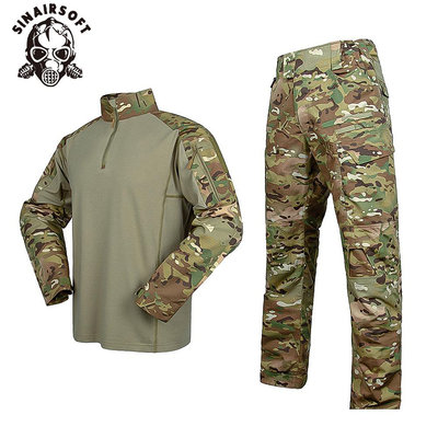 Sinairsoft 戰術男士 G4 青蛙套裝戶外氣槍迷彩防水運動套裝柔軟速乾戰術訓練襯衫褲子