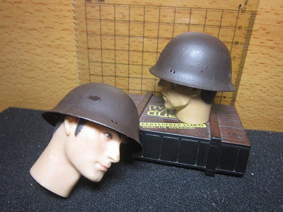 WJ1二戰部門 mini模型1/6戰場舊化金屬製日軍鋼盔一頂(有星徽及氣孔設計 有些生鏽舊化)