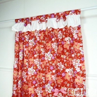 日式櫻花喜氣紅底一片式門簾