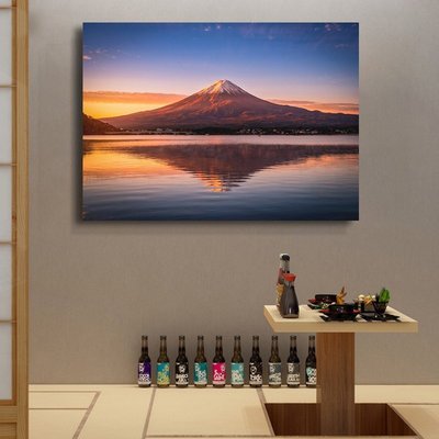 日本富士山掛畫 日式風景攝影壁畫 櫻花富士山裝飾畫 日出富士山玄關沙發背景牆畫 攝影藝術畫
