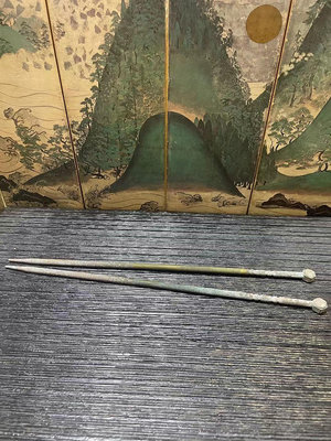 日本老包漿銅火箸，銅火筷，香道具。