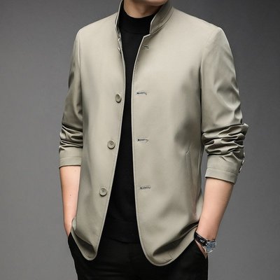 韓版男裝防風外套風衣2023春季新款男士休閑夾克商務休閑聚會男士外套NX8202工裝外套