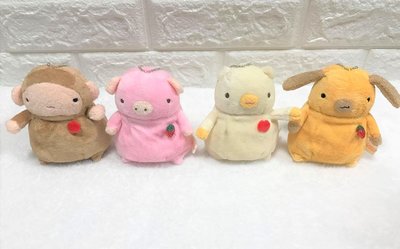 【SHINADA】日本正版 日貨 猴子 小豬 熊 小狗 療癒 柔軟 小動物 絨毛 玩偶 掌上型 沙包 娃娃 吊飾