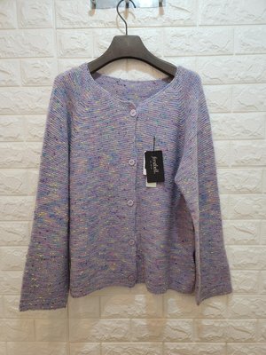 《Amy's shop》日本直購~超好搭配~日本製日系超美紫色配色圓領扣式毛衣外套～M/L號～現貨