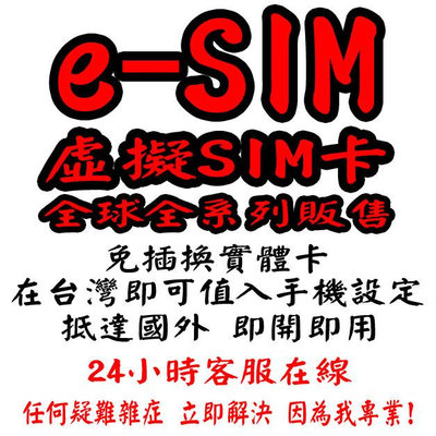 【台南帆少爺】ESIM虛擬上網卡全球全系列發售