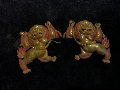 (二手)-清代兒獅銅鎏金24k真金尼泊爾老佛像尼泊爾收藏佛 古玩 擺件 老物件【靜心隨緣】352