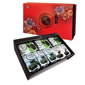 【喫健康】台灣綠源寶嚴選禮讚年節養生禮盒C-10(韓國海苔禮盒組)/綠海苔+青海苔+傳統石海苔