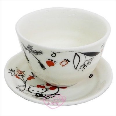 ♥小公主日本精品♥hello kitty凱蒂貓亞洲風紅花系列陶瓷咖啡杯盤組杯子盤子下午茶必備日本製~預(2)