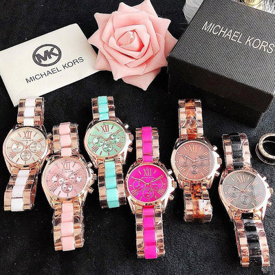 【💛JY】Mk 女士手錶合金錶帶指針圓形錶盤手錶帶 3 個裝飾錶盤時尚時尚品牌 DesignQuartz 手錶