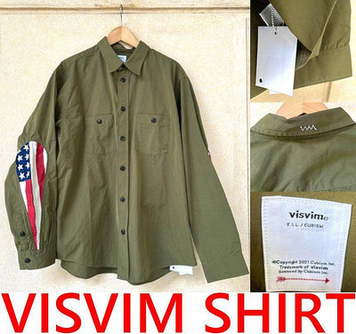 BLACK全新VISVIM美國國旗古布拼接水滴袖襯衫(稀有5號)